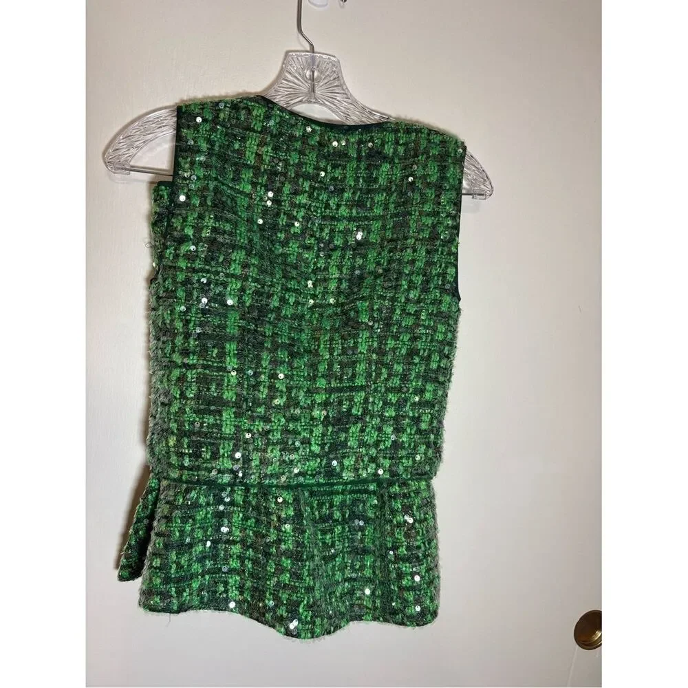 Antropologie Green Sequin Tweed Two-Piece Set - Picture 9 of 12